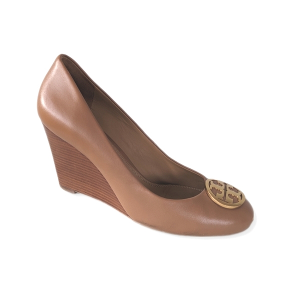 Tory Burch Shoes - Tory Burch Women's Classic Tan Leather Wedge Pumps
